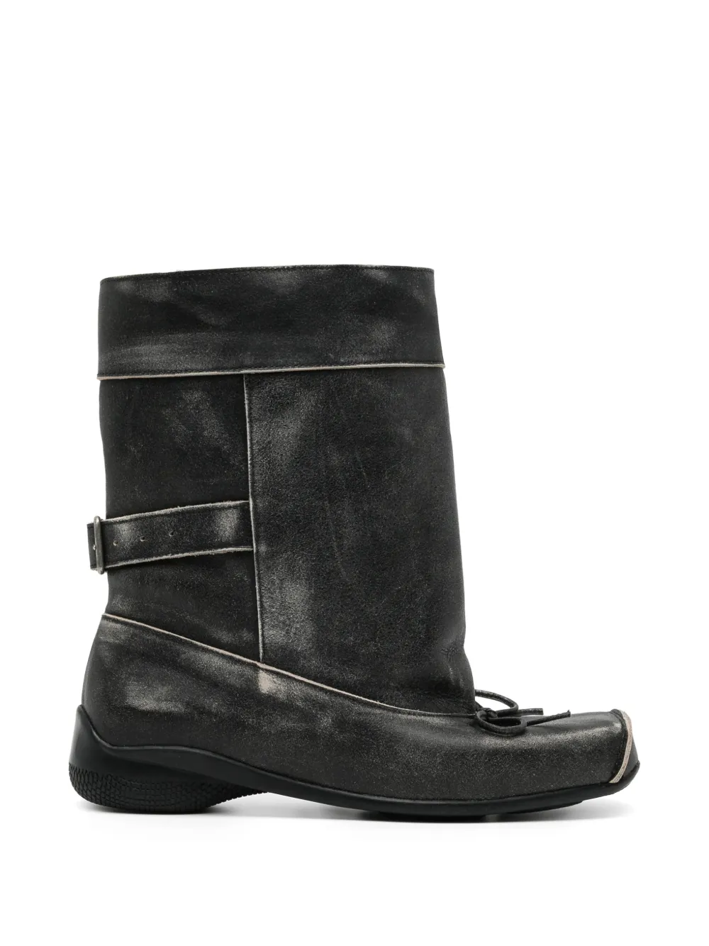 Open YY Stivali biker con borchie a fiore - Nero