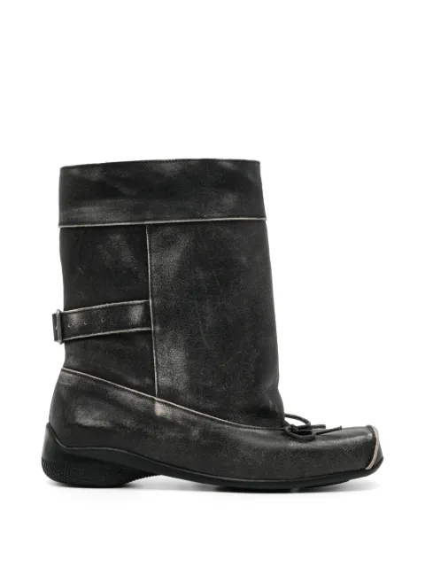 Open YY floral-stud ballet biker boots