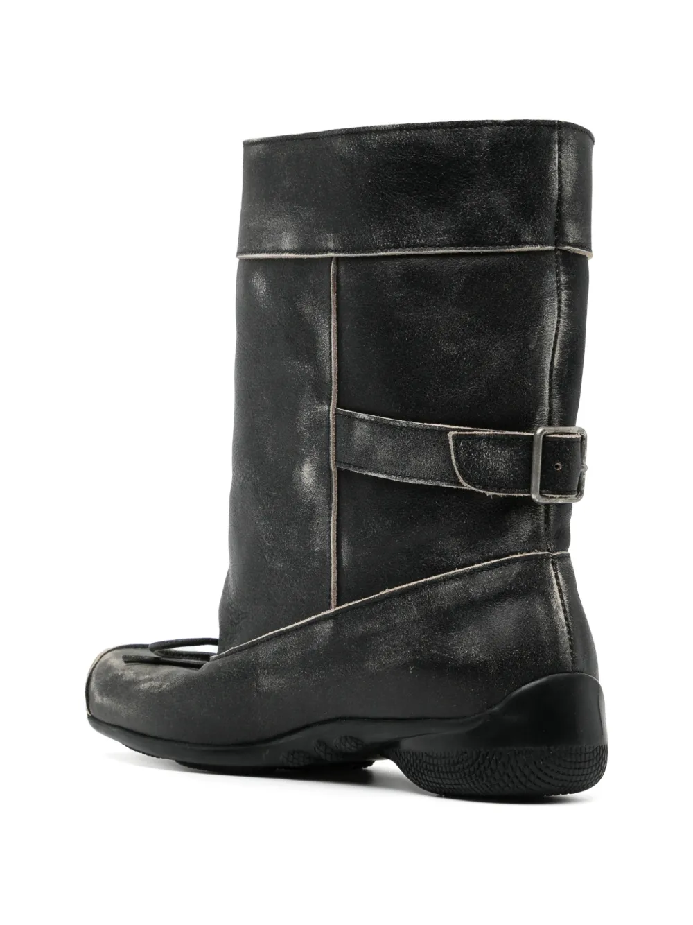 Open YY Bikerlaarzen met bloemstuds Zwart