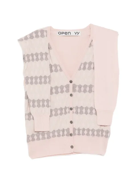 Open YY jacquard layered-sleeve cardigan