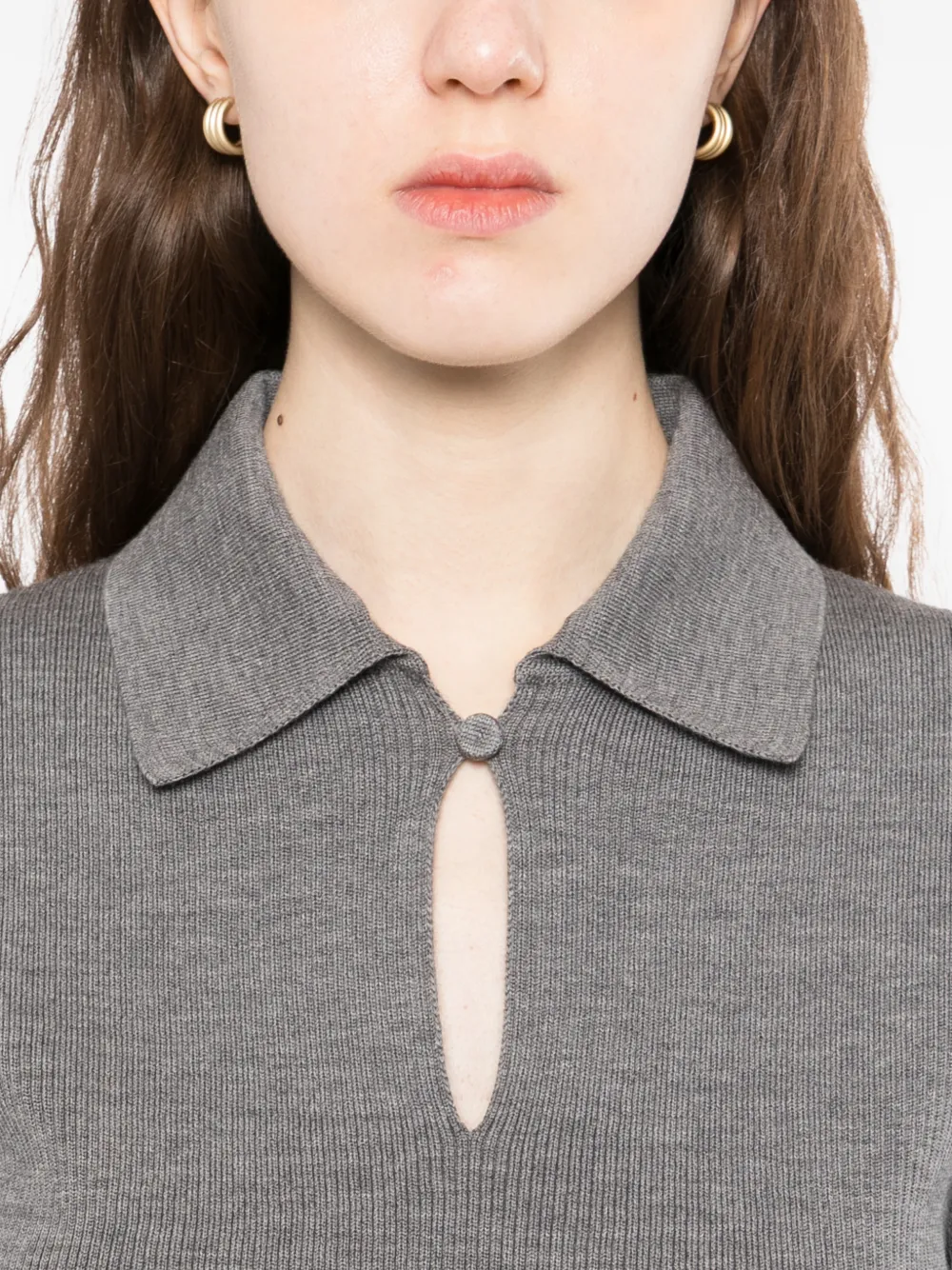 Jil Sander Geribbelde wollen polotop Grijs