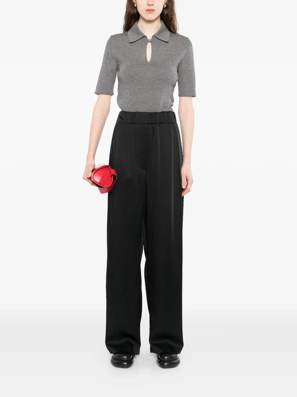 Jil Sander Geribbelde wollen polotop Grijs