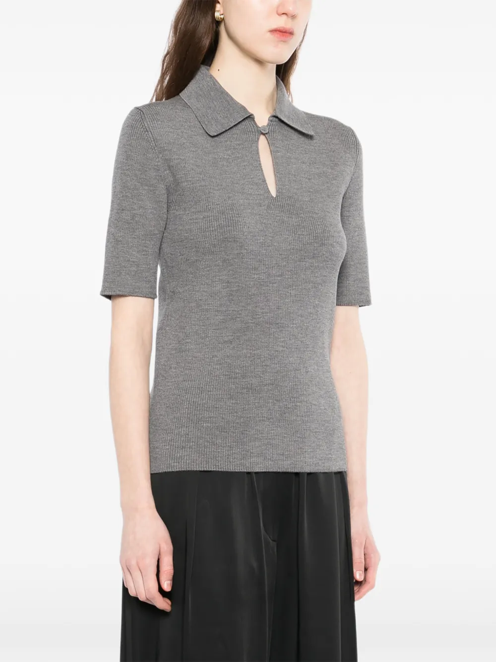 Jil Sander Geribbelde wollen polotop Grijs