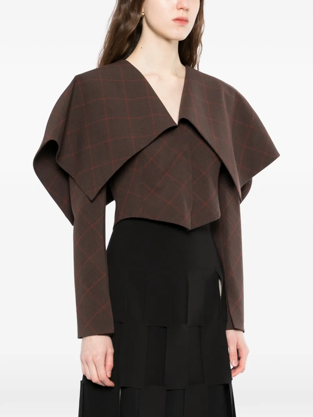  A.w.a.k.e. Mode Collar Crop Jacket - Brown 