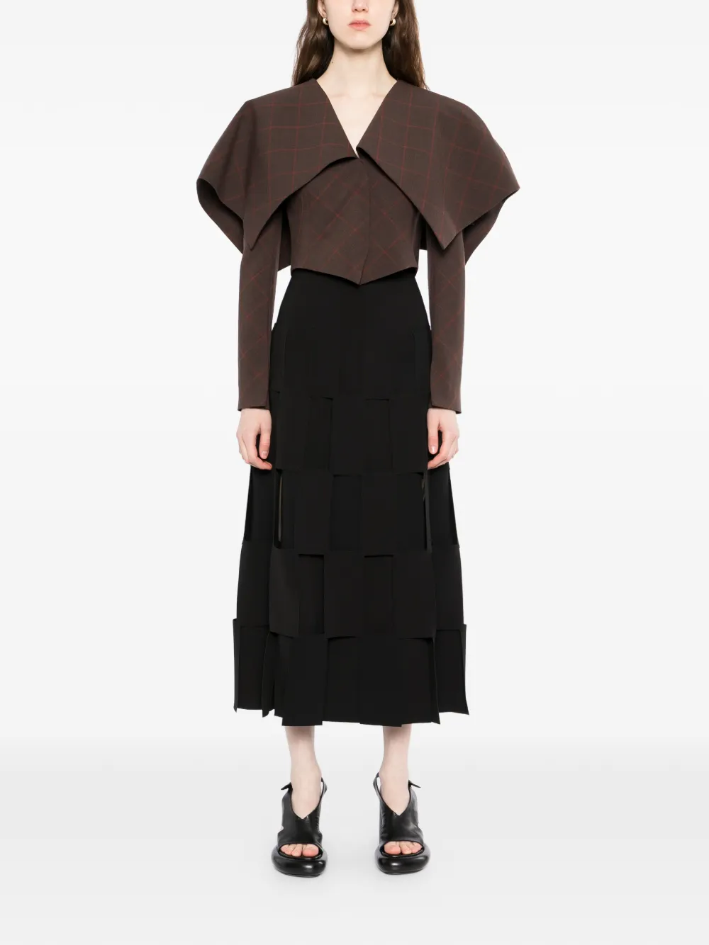  A.w.a.k.e. Mode Collar Crop Jacket - Brown 