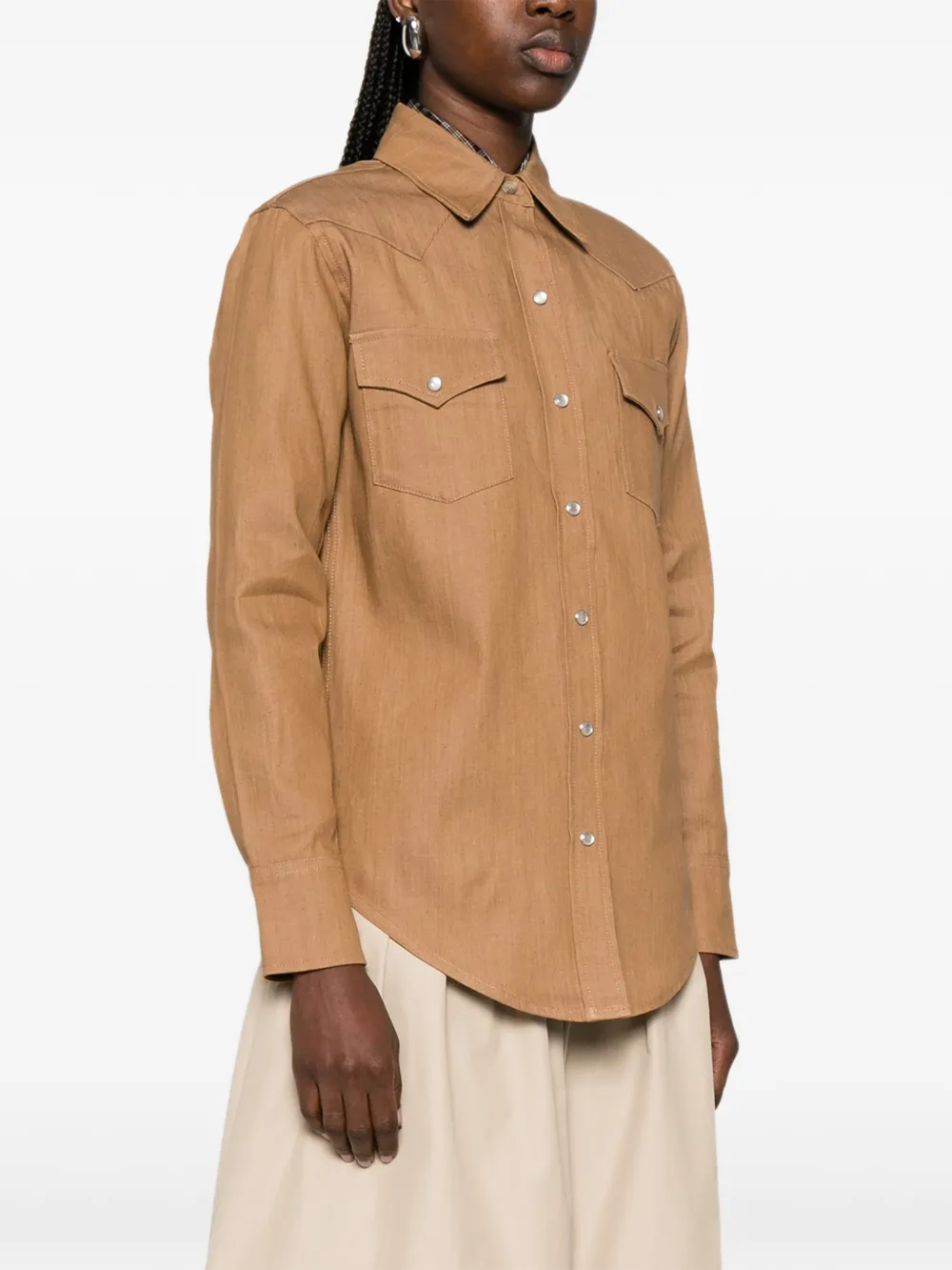  A.p.c. Chest-pocket Buttoned Shirt - Brown 