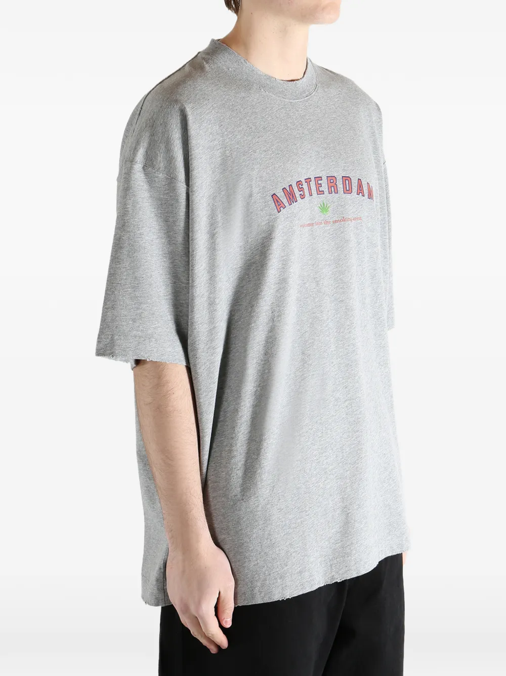 VETEMENTS T-shirt met gerafelde zoom Grijs