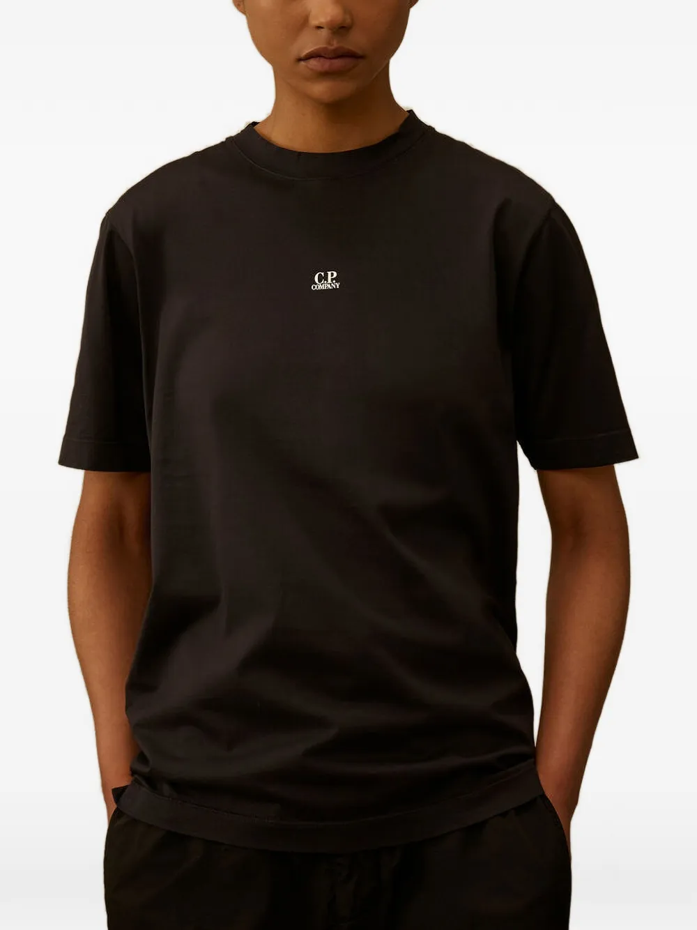 C.P. Company 70 2 Gasato gemerceriseerd jersey T-shirt met korte mouwen Zwart