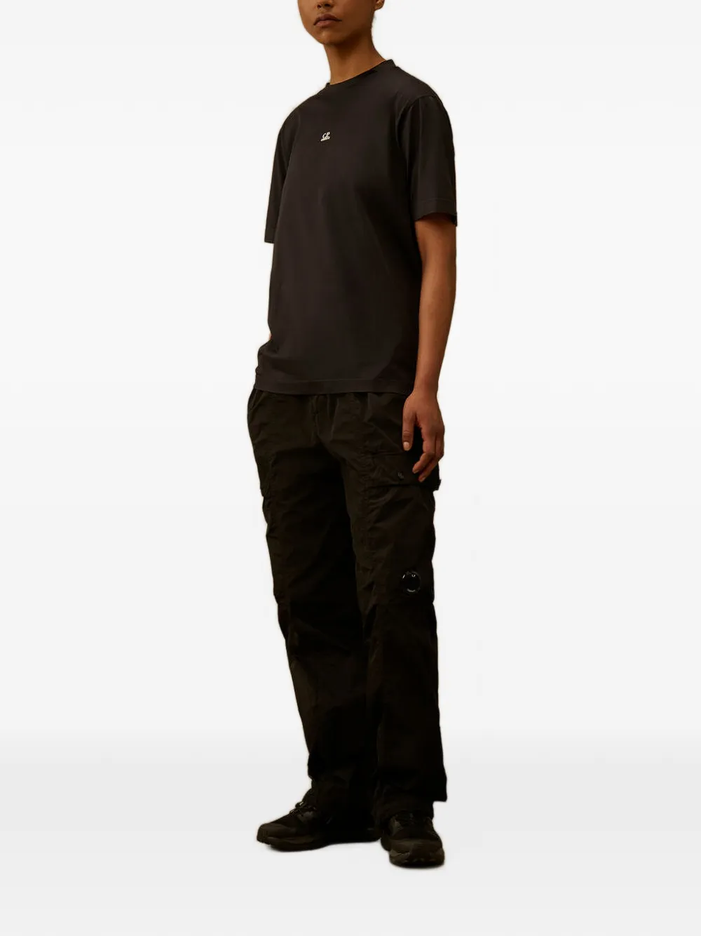 C.P. Company 70 2 Gasato gemerceriseerd jersey T-shirt met korte mouwen Zwart