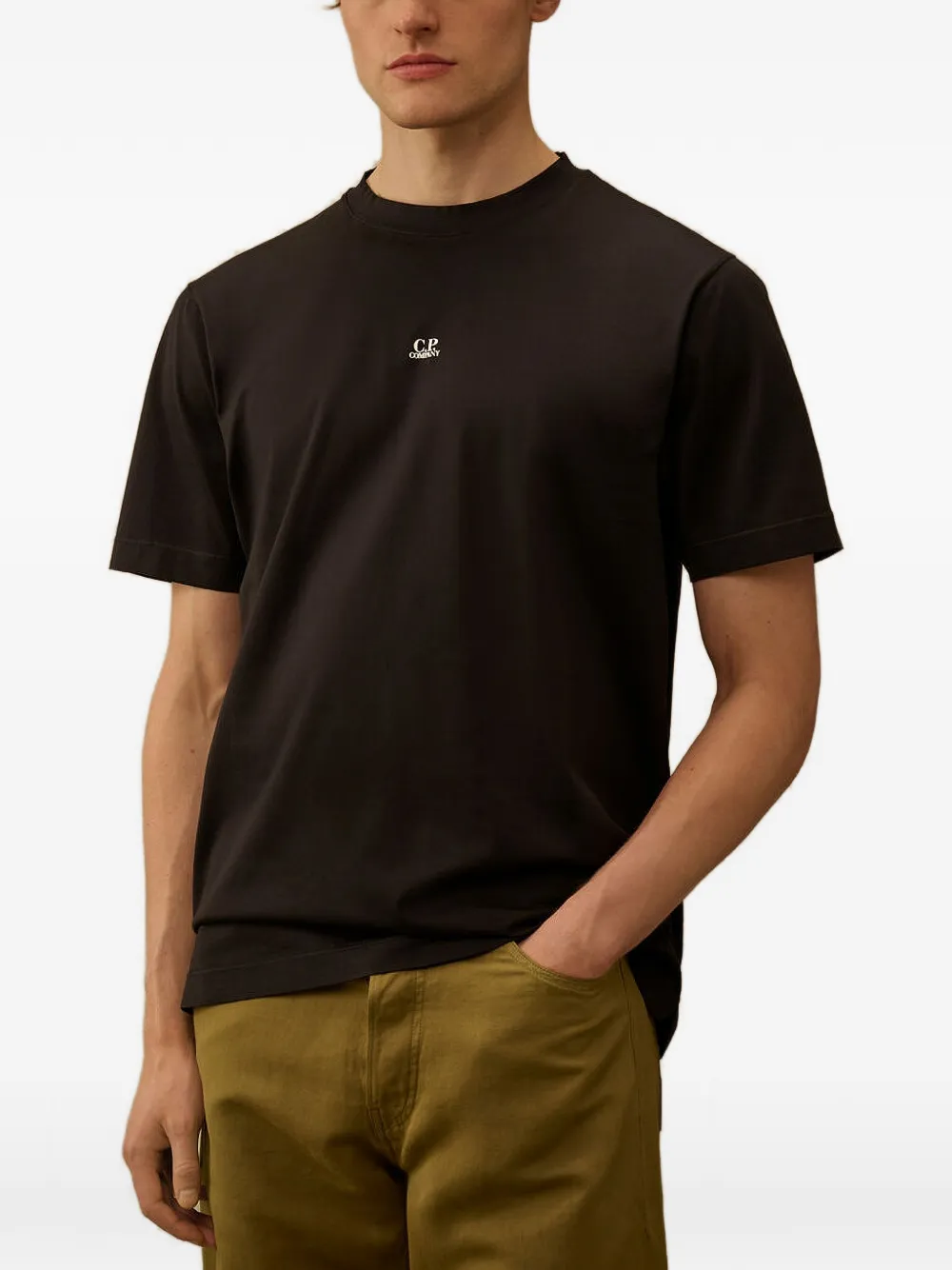 C.P. Company 70 2 Gasato gemerceriseerd jersey T-shirt met korte mouwen Zwart