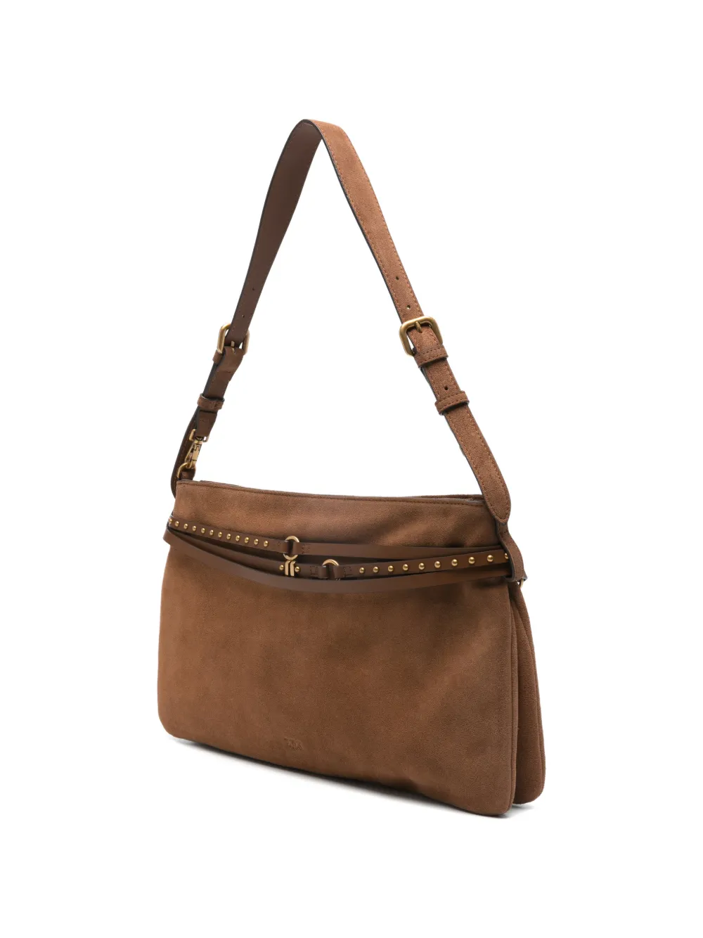 PINKO Schoudertas met logoband en studs Bruin