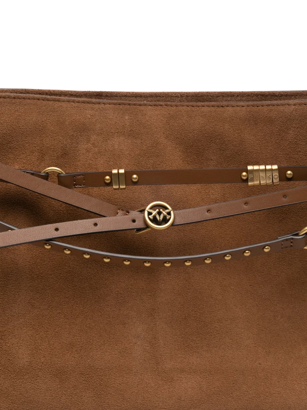 PINKO Schoudertas met logoband en studs Bruin