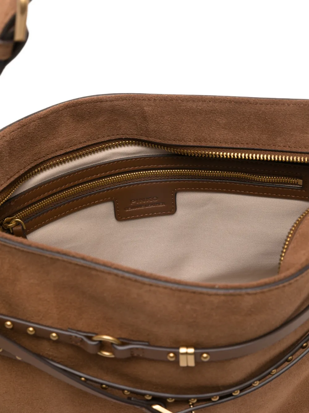 PINKO Schoudertas met logoband en studs Bruin