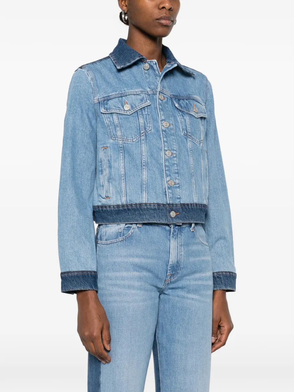  7 For All Mankind Buttoned Denim Jacket - Blue 