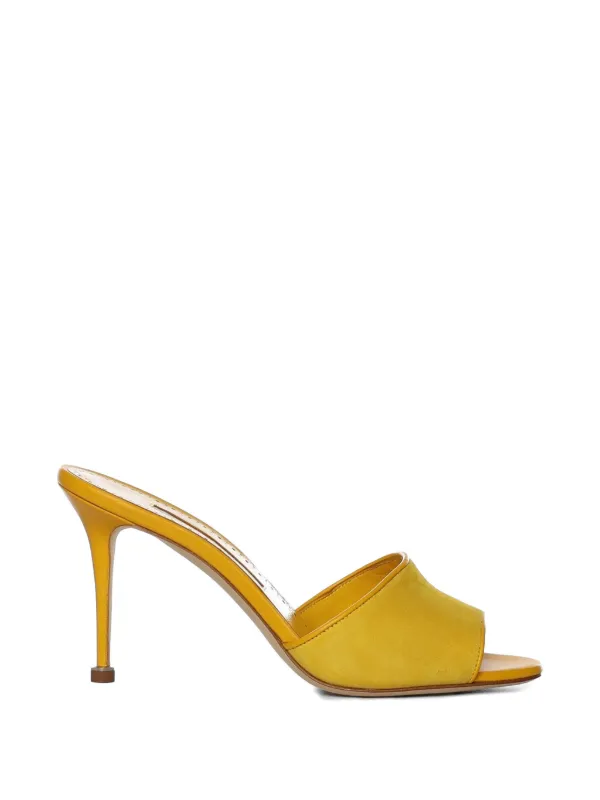Manolo Blahnik Larache Suede Sandals in Yellow