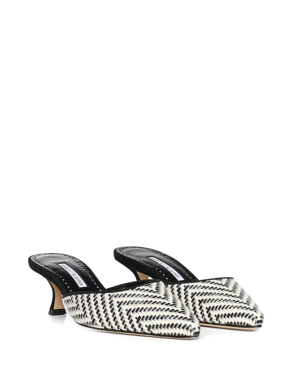 Manolo Blahnik woven-design point-toe mules Zwart