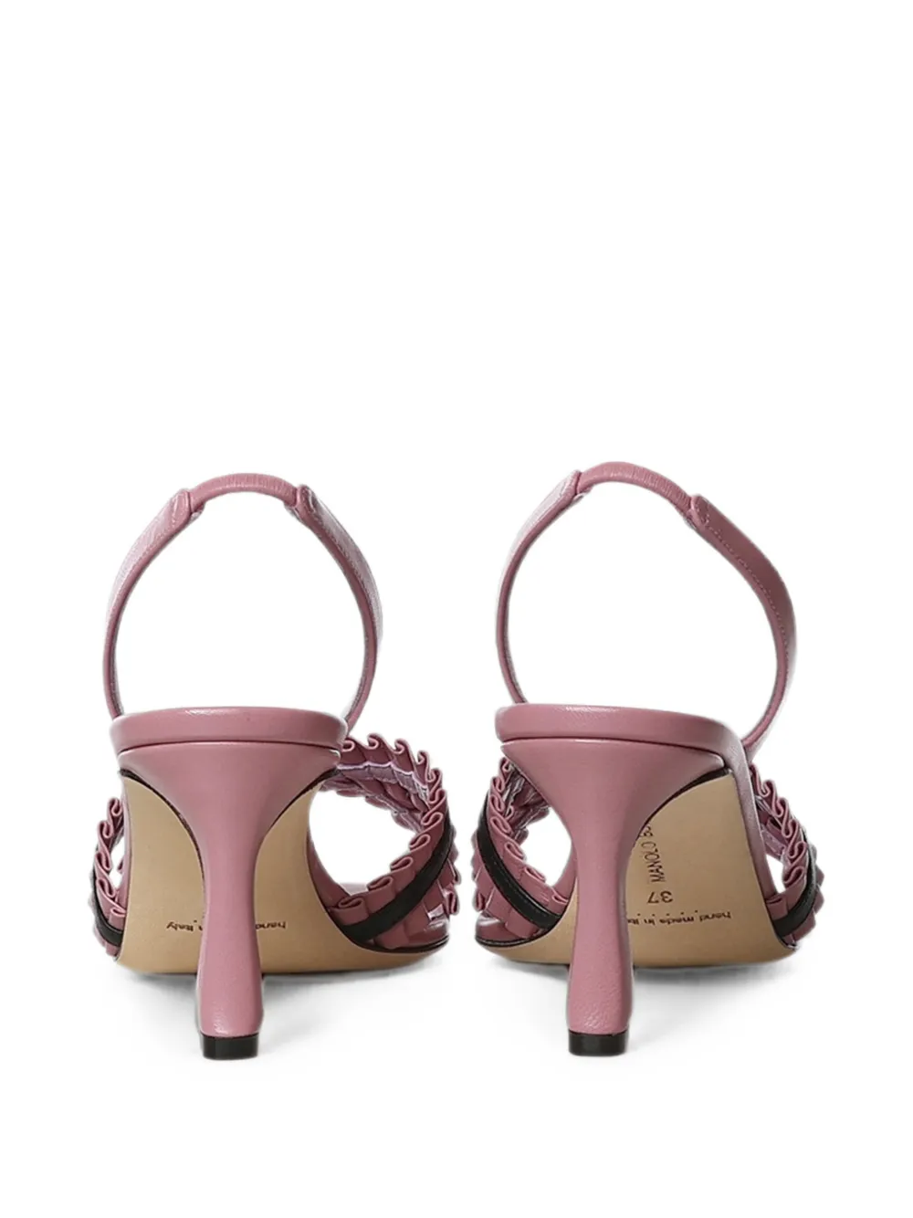Manolo Blahnik Volusan ruffled slingback sandals Roze