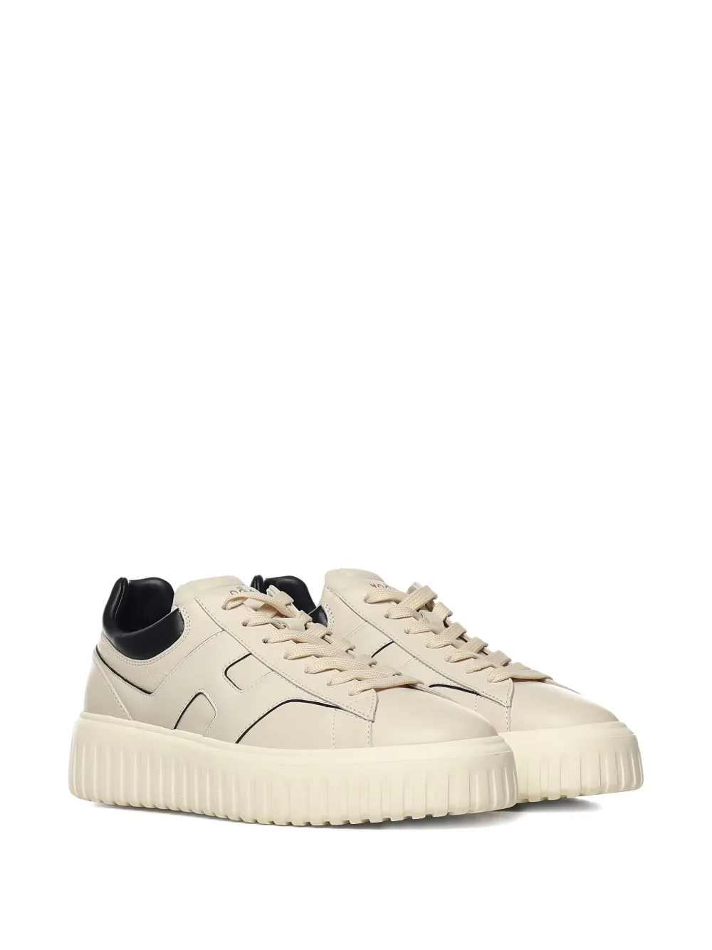 Hogan H-Stripes lace-up leather sneakers Beige
