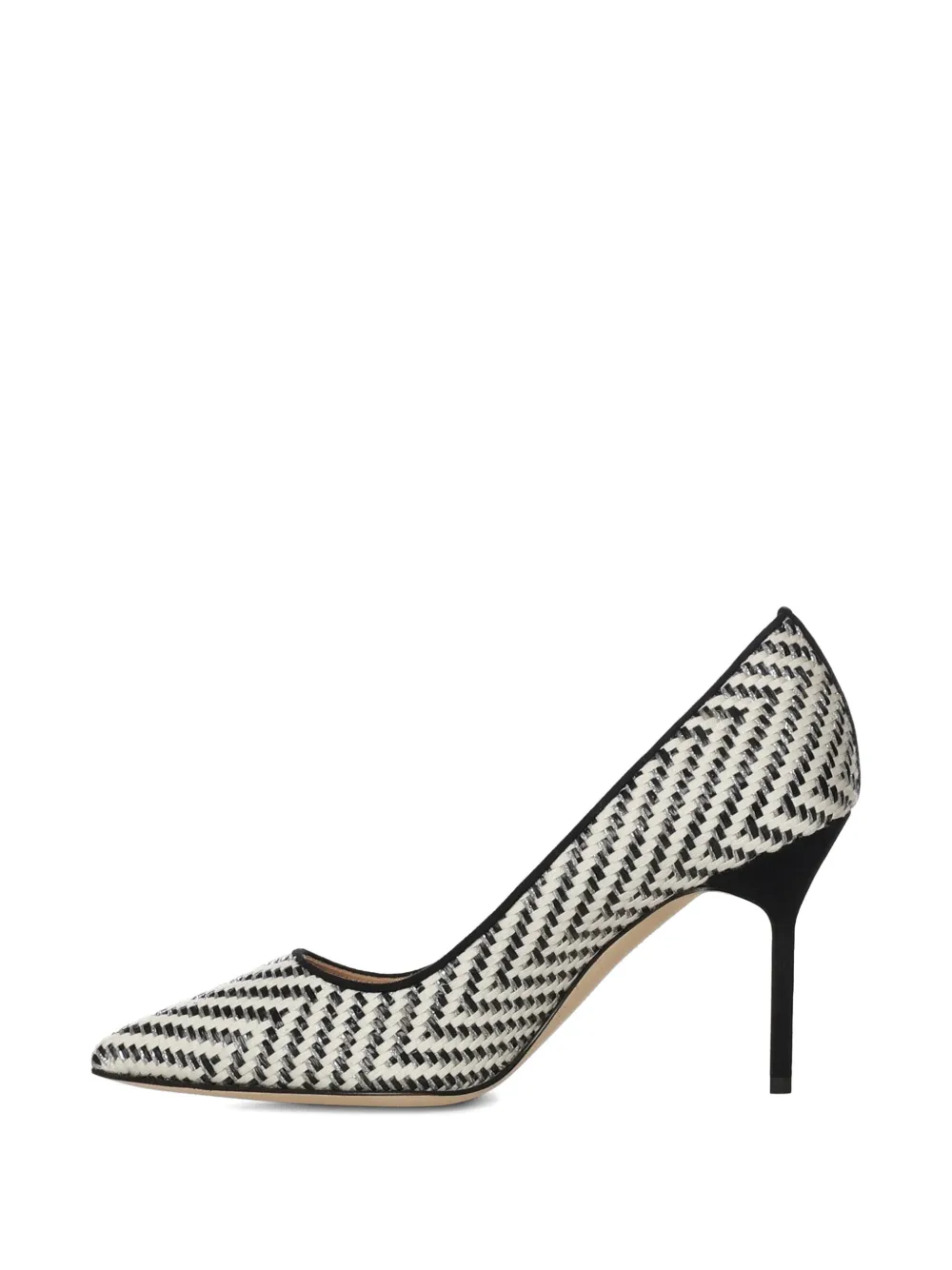 Manolo Blahnik Pumps met puntige neus en raffia-effect Wit