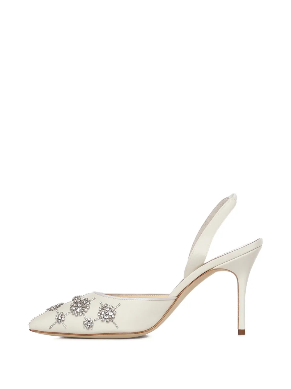 Manolo Blahnik Ralyne slingback pumps verfraaid met kristallen Wit