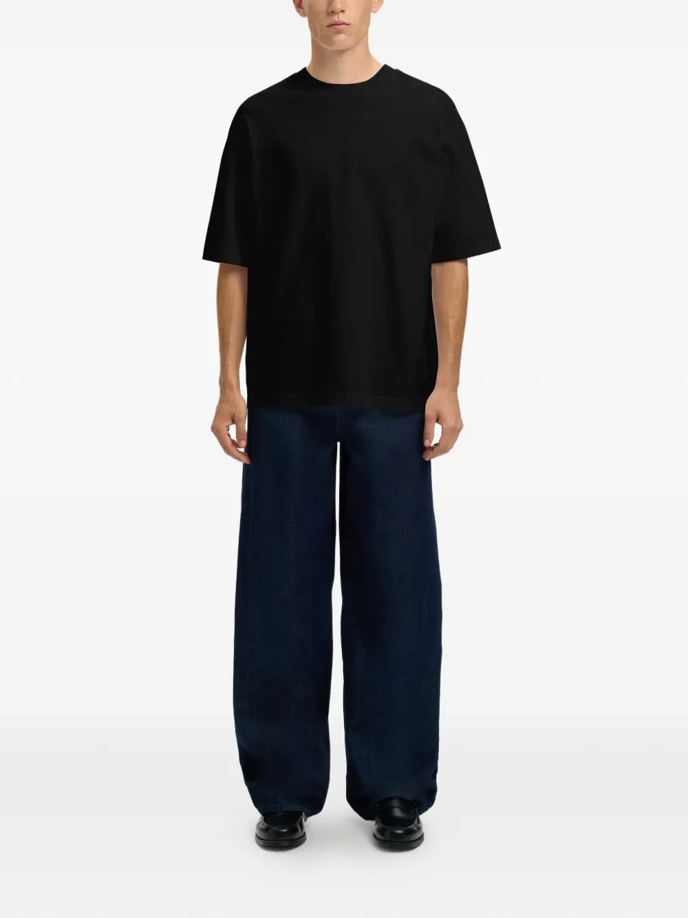 SELECTED crew-neck T-shirt - Zwart