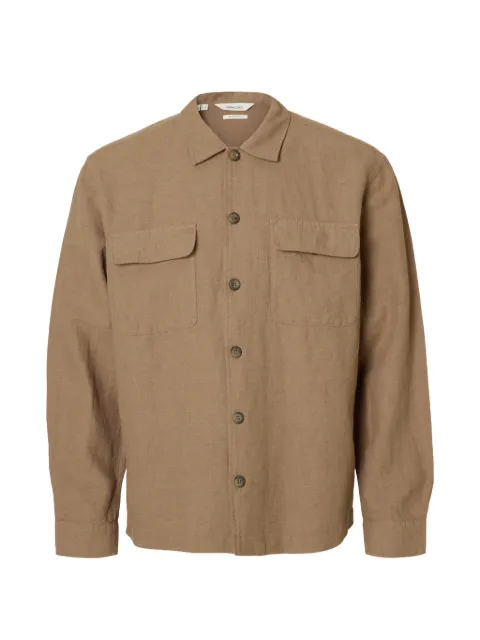 SELECTED flap-pocket buttoned overshirt