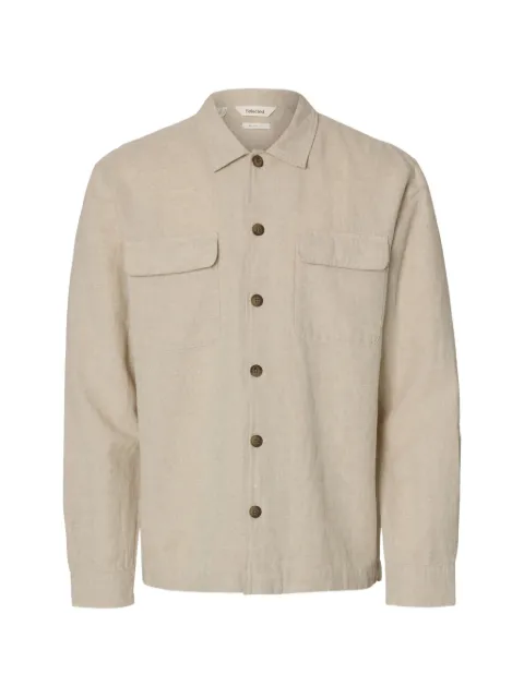 SELECTED flap-pocket buttoned overshirt