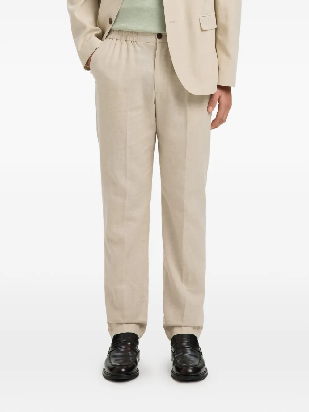 SELECTED Broek met elastische taille Beige