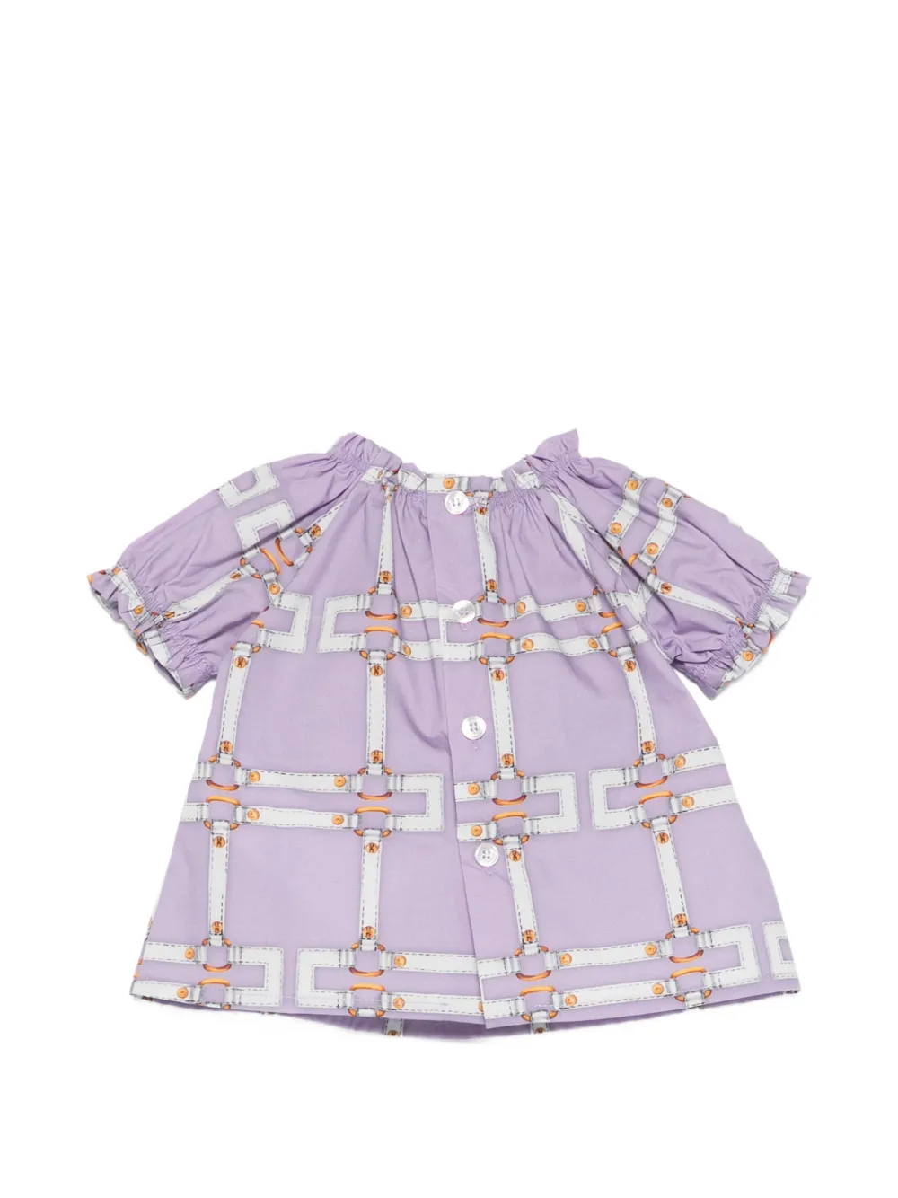  Elisabetta Franchi La Mia Bambina Print Ruffled Set - Purple 