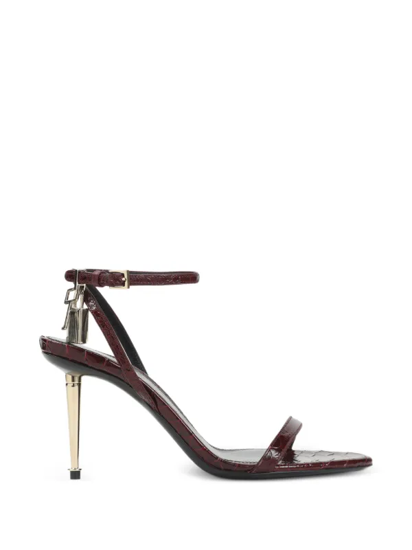 Tom Ford Padlock-detail Stiletto-heel Sandals in Red