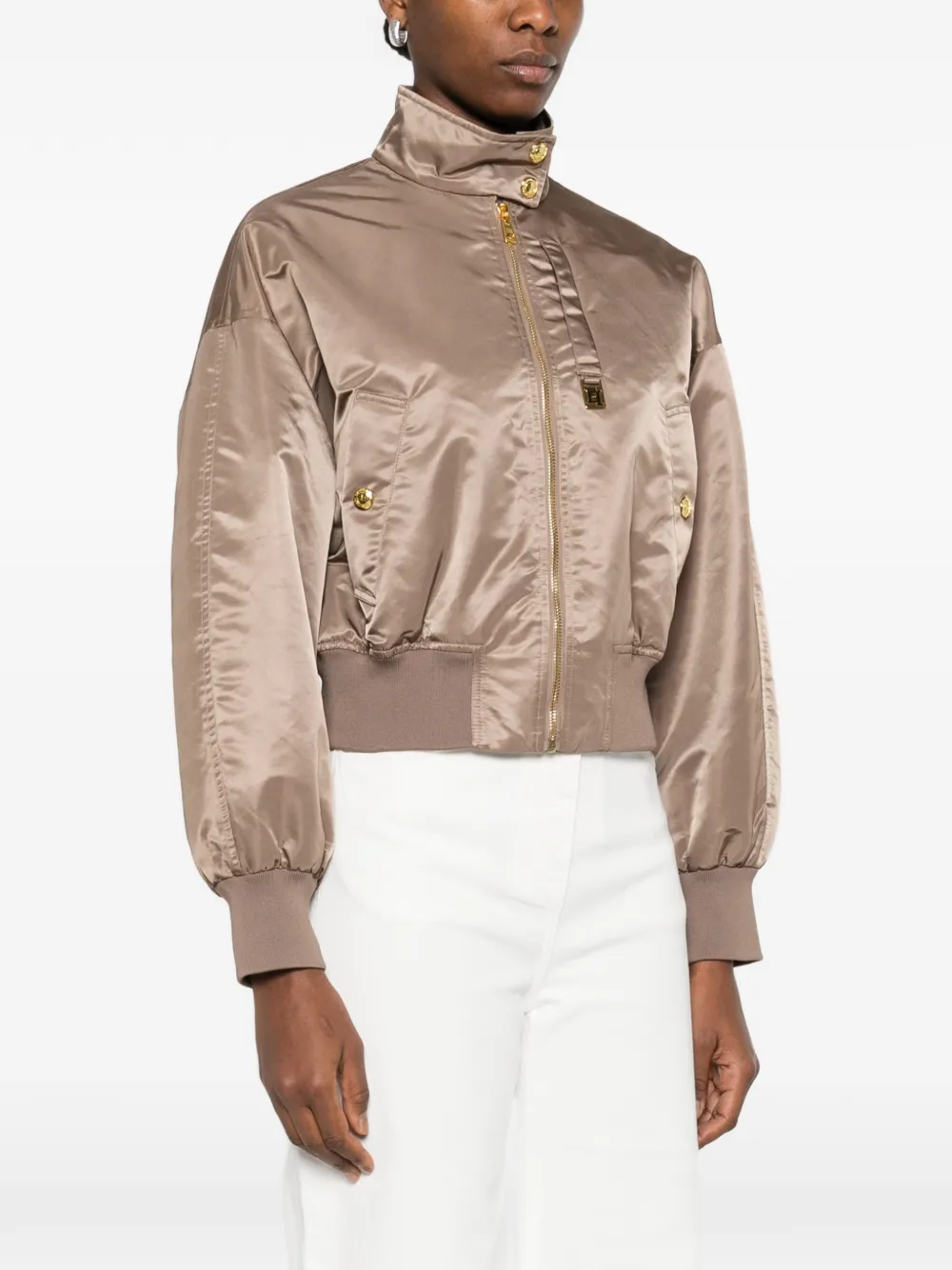  Elisabetta Franchi Zip-up Bomber Jacket - Neutrals 