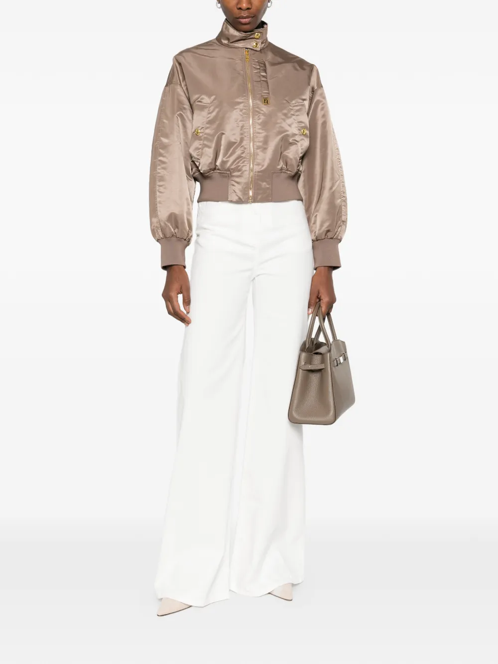  Elisabetta Franchi Zip-up Bomber Jacket - Neutrals 
