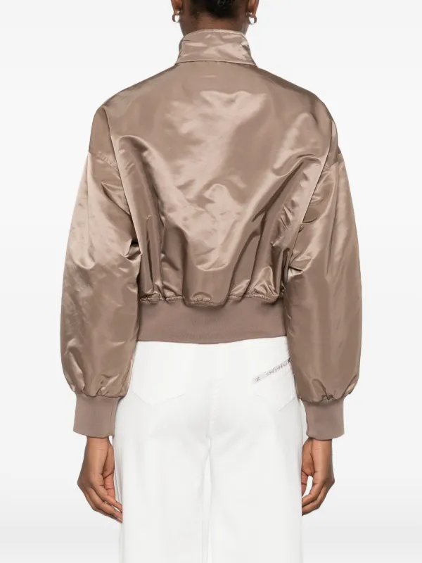 Elisabetta Franchi Bomber Jacket In Nylon Fabric | Neutrals