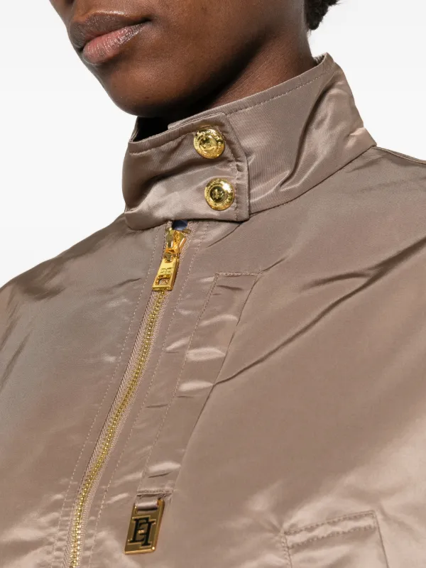 Elisabetta Franchi Bomber Jacket In Nylon Fabric | Neutrals