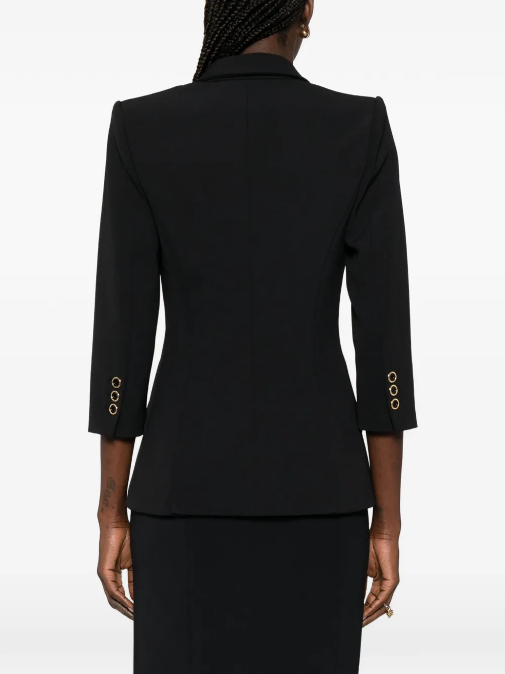 Elisabetta Franchi Gelaagd stretch crêpe jack met logo-details Blauw