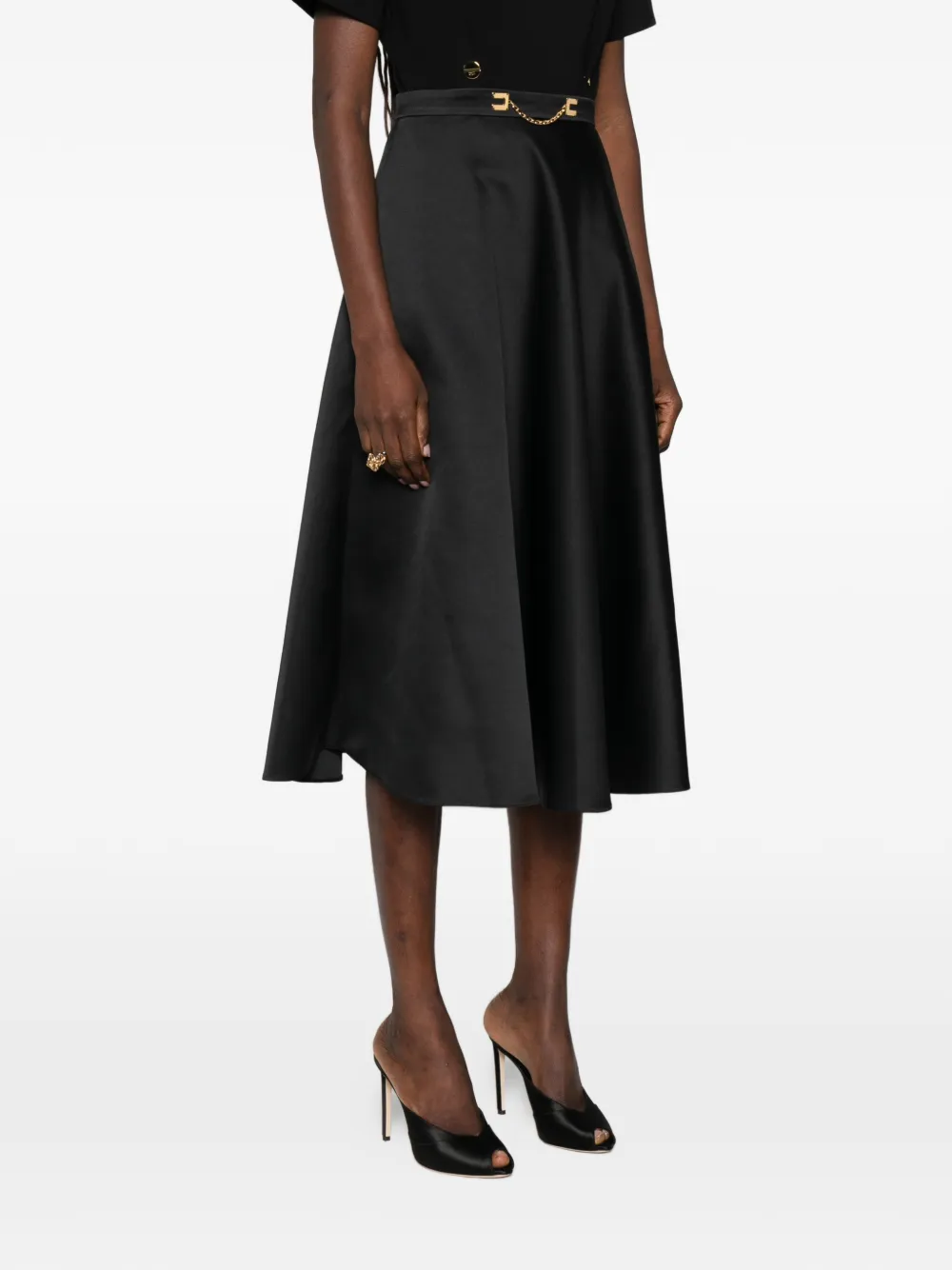  Elisabetta Franchi Chain-embellished Midi Skirt - Black 