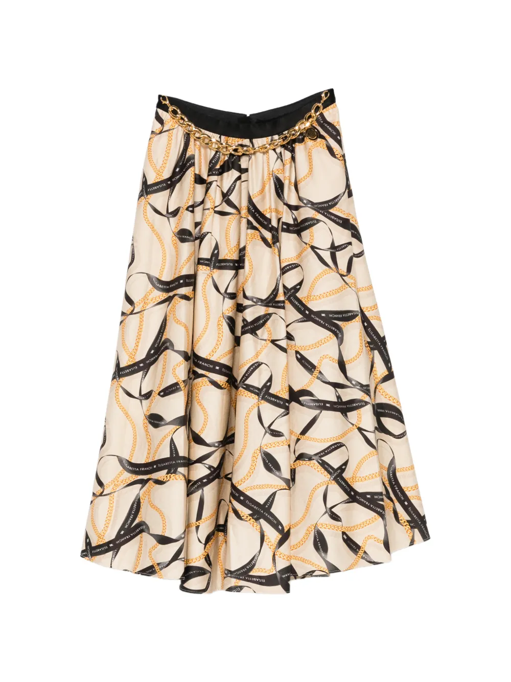 Elisabetta Franchi chain-print midi skirt - Toni neutri