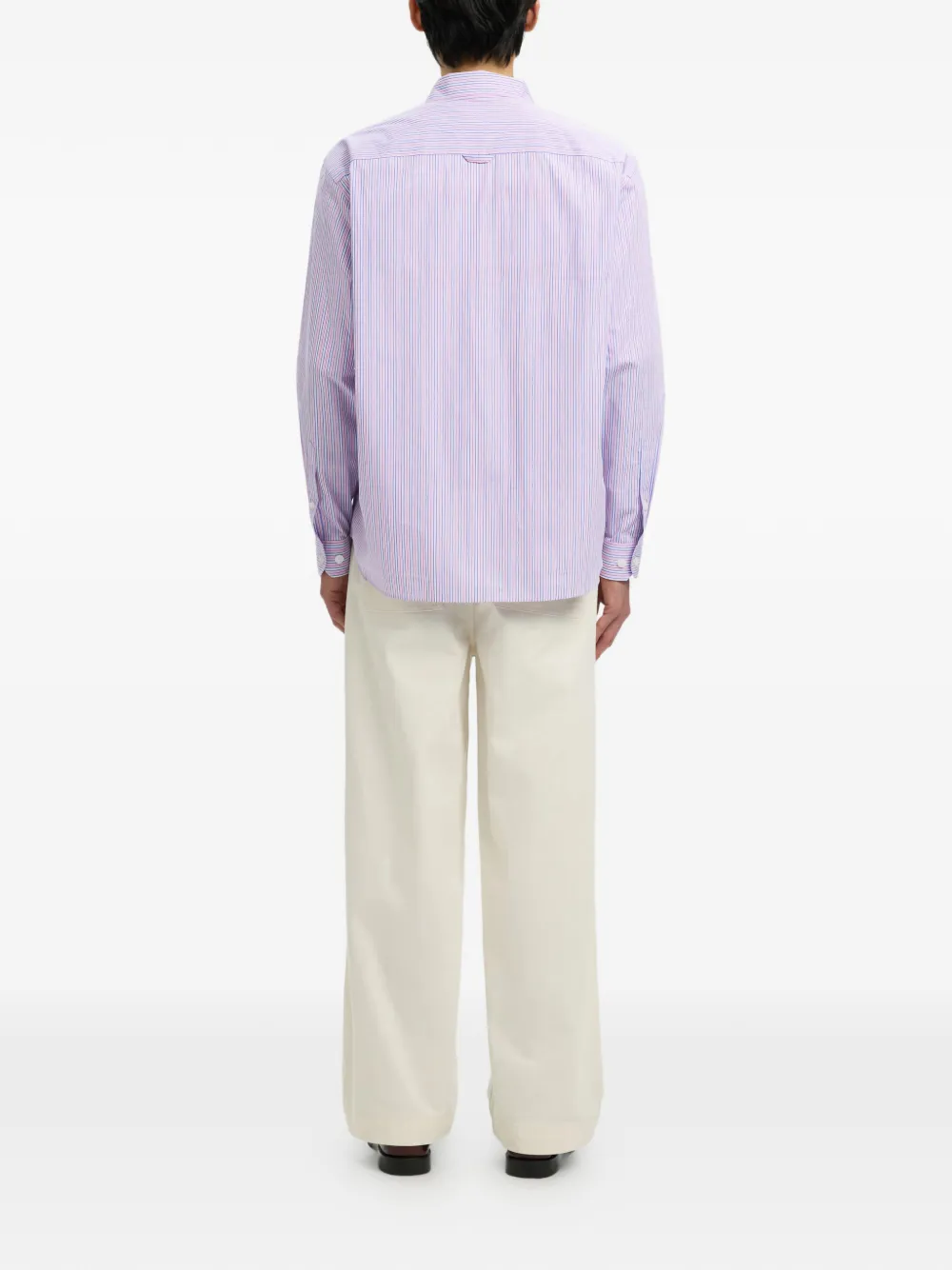  Selected Striped Chest-pocket Shirt - Pink 