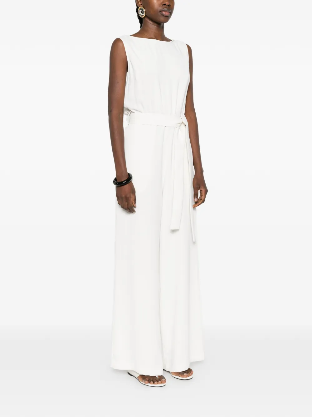 P.A.R.O.S.H. Mouwloze jumpsuit met strik Beige