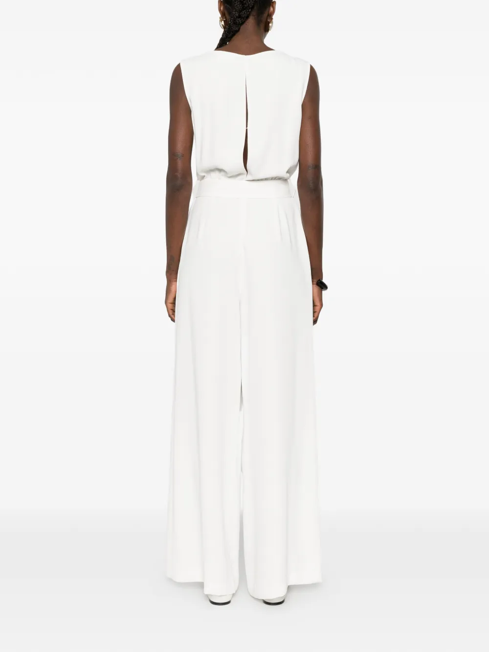 P.A.R.O.S.H. Mouwloze jumpsuit met strik Beige