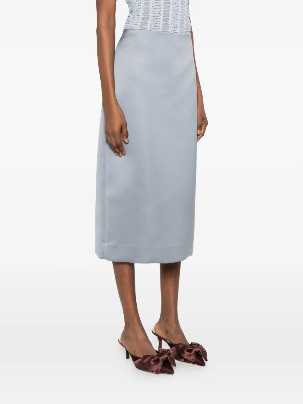  P.a.r.o.s.h. Satin Midi Skirt - Blue 
