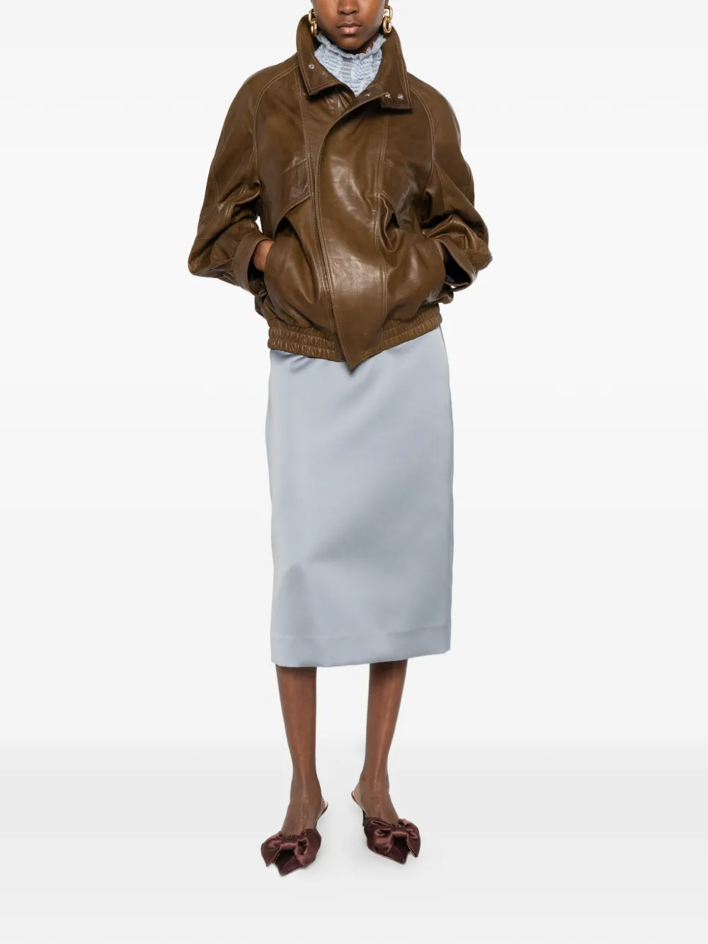  P.a.r.o.s.h. Satin Midi Skirt - Blue 