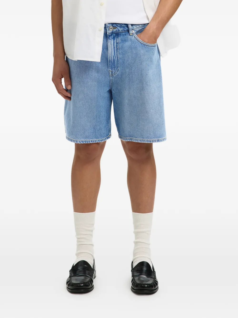 SELECTED Denim shorts met knoopsluiting Blauw