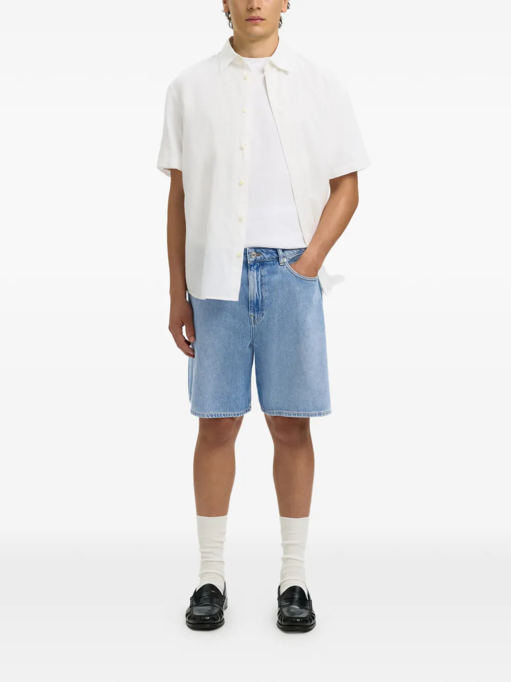SELECTED Denim shorts met knoopsluiting Blauw