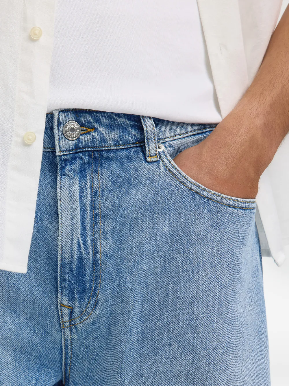 SELECTED Denim shorts met knoopsluiting Blauw