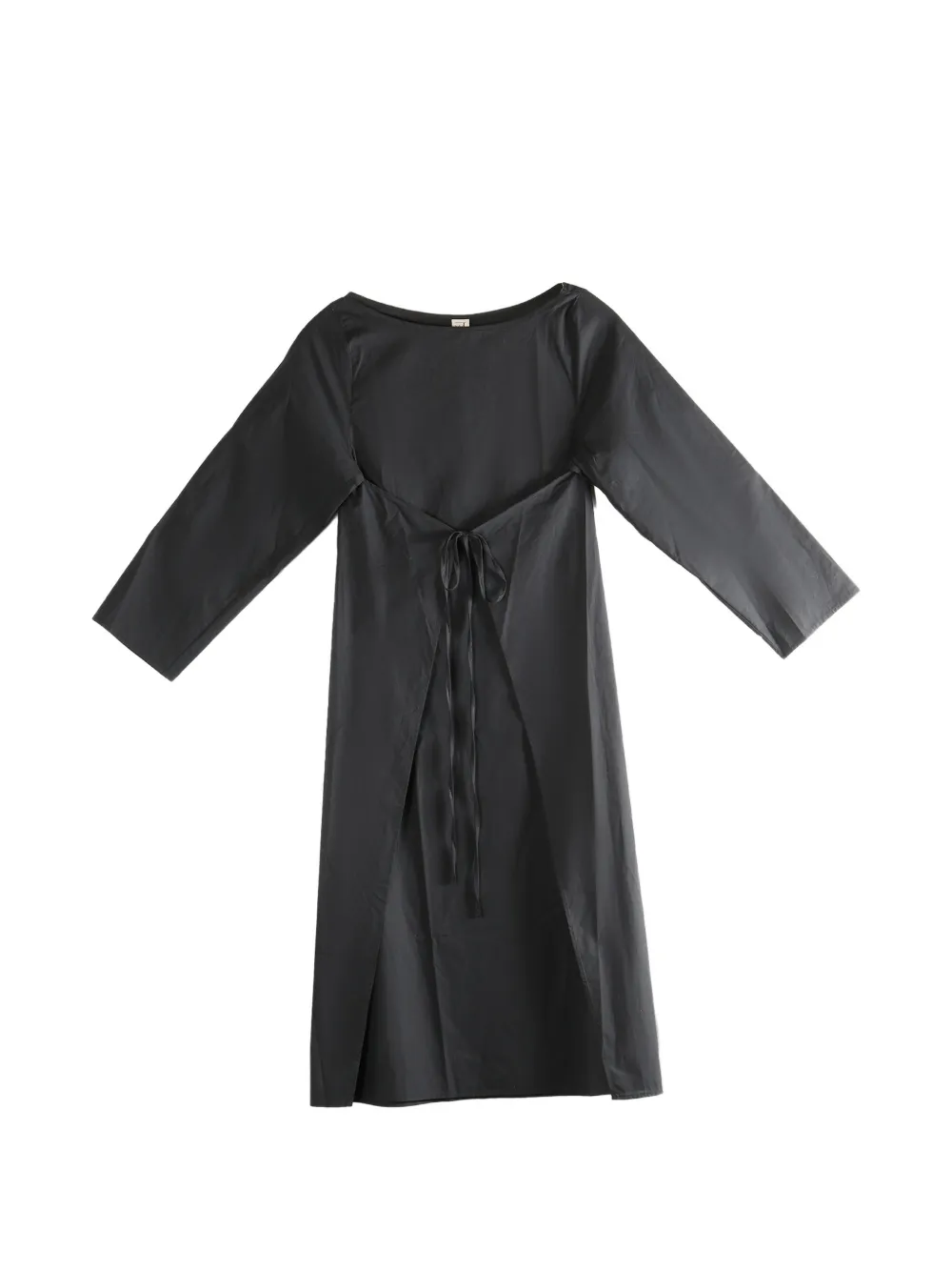 Baserange tie long-sleeve midi dress - Nero