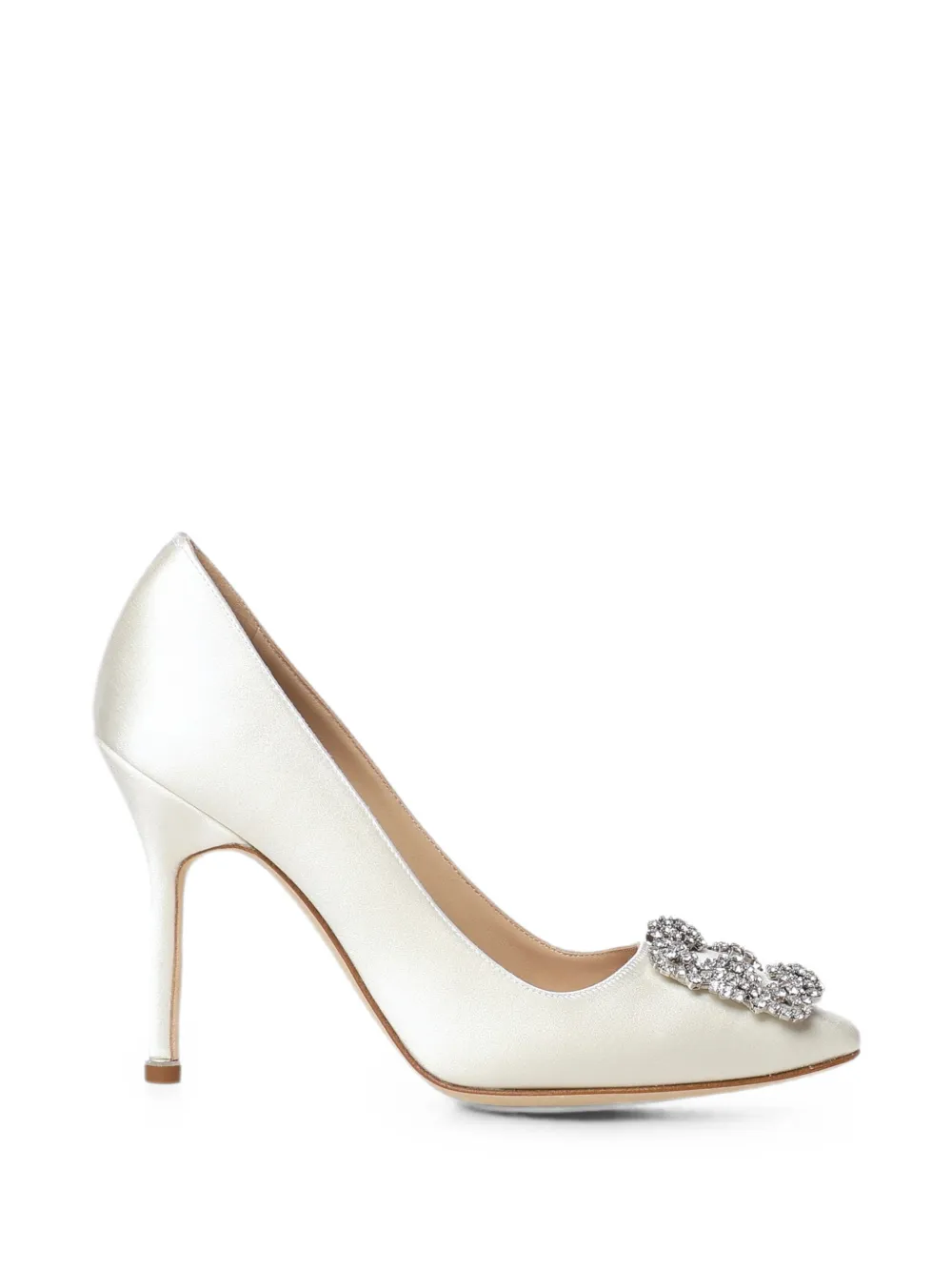 Manolo Blahnik Hangisi crystal-buckle pumps Wit