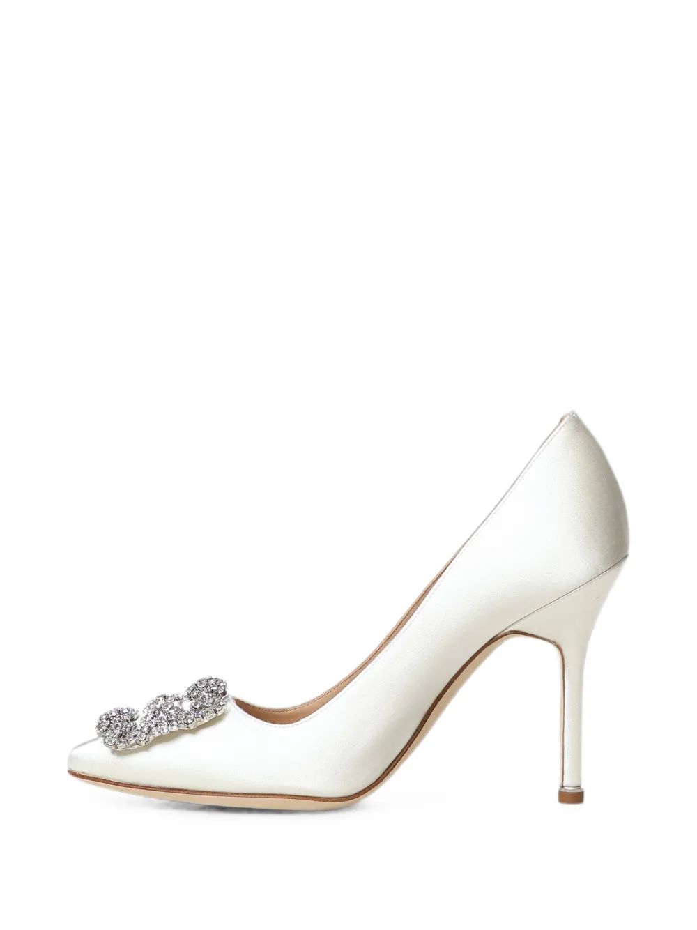 Manolo Blahnik Hangisi crystal-buckle pumps Wit