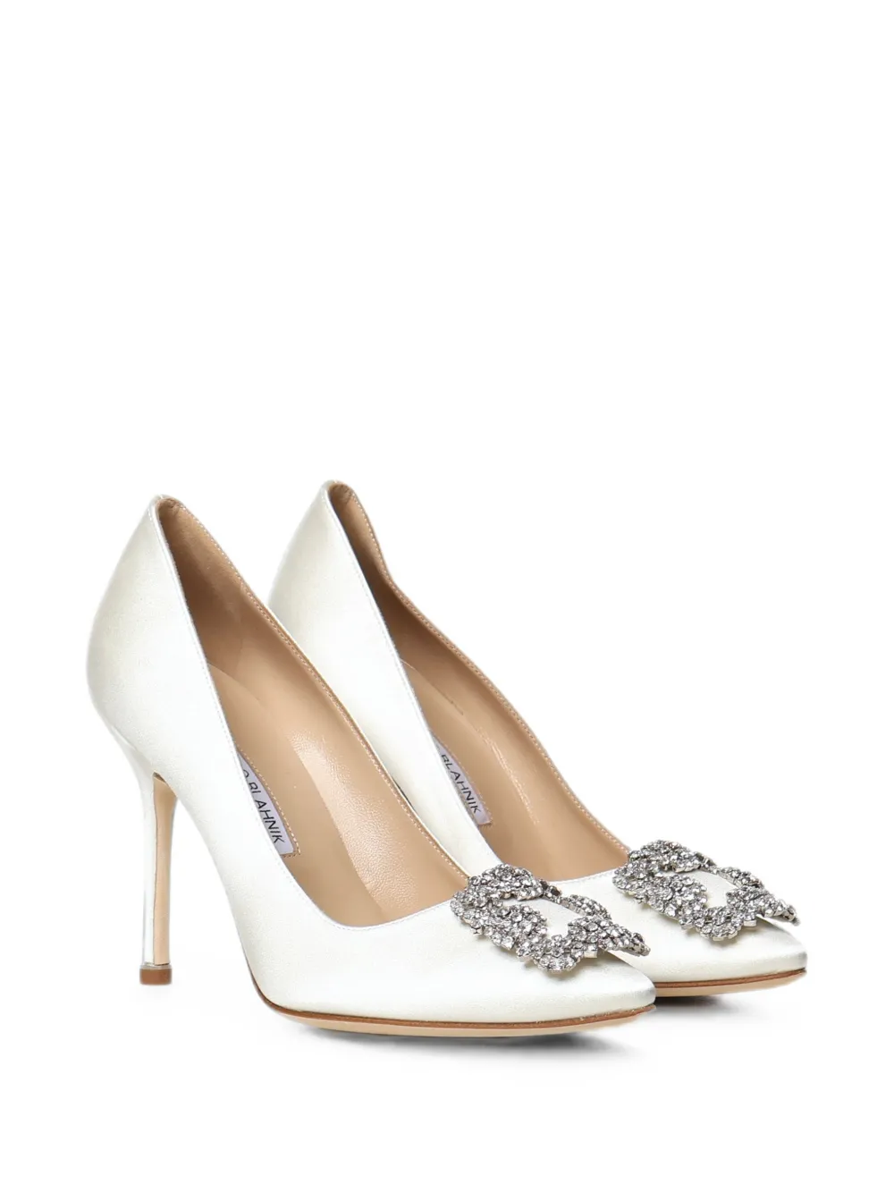 Manolo Blahnik Hangisi crystal-buckle pumps Wit