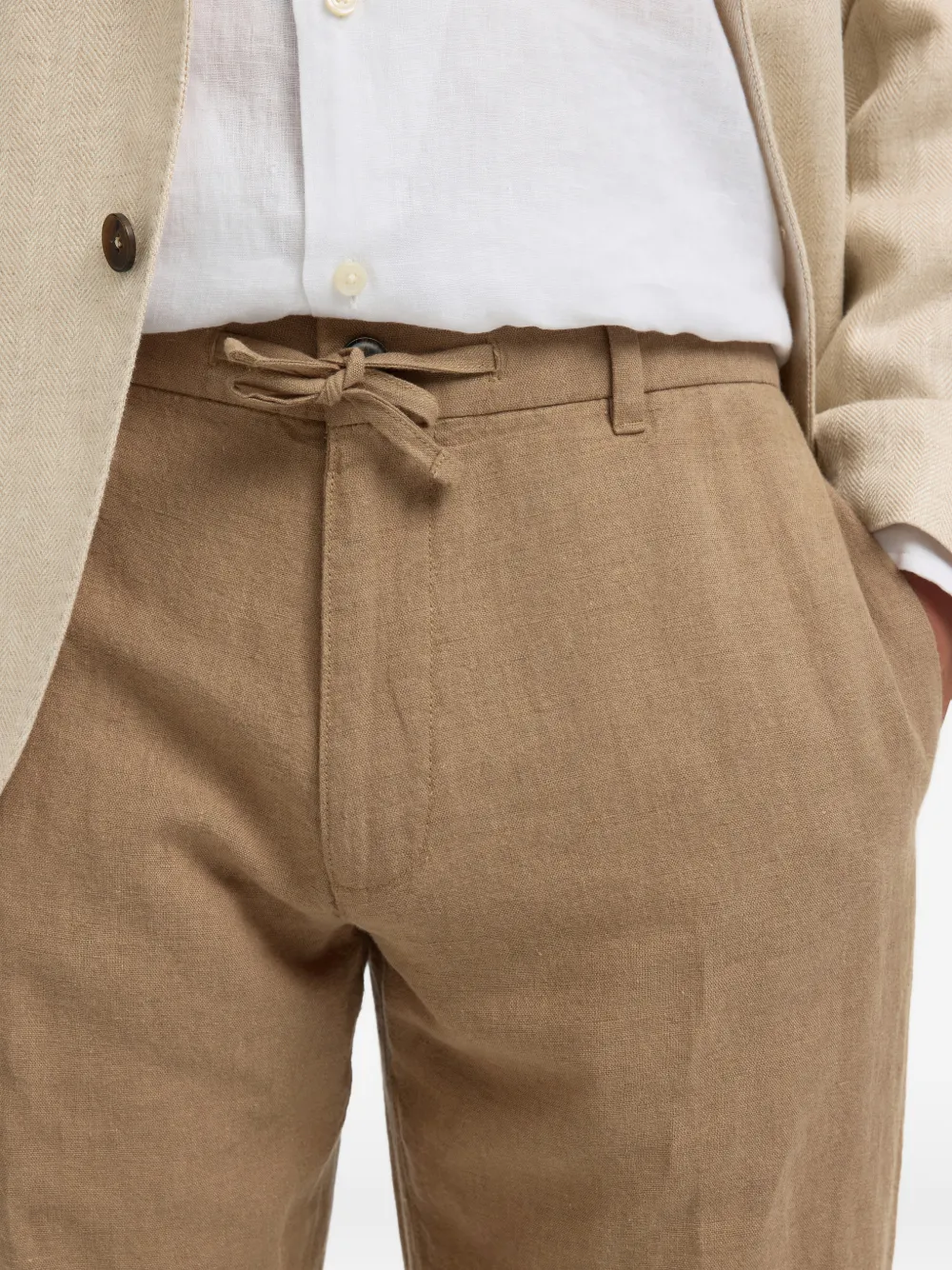 SELECTED Broek met trekkoord Bruin